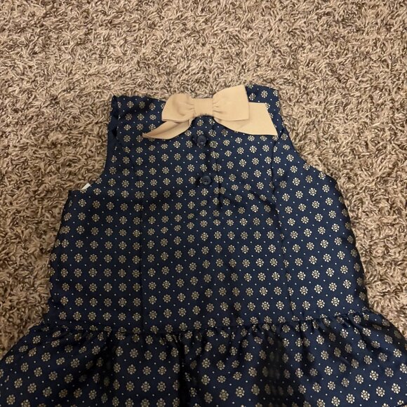 Janie and Jack Dark Blue and Gold Dress 18-24 Months Satin Sleeveless Geometric - Picture 2 of 3